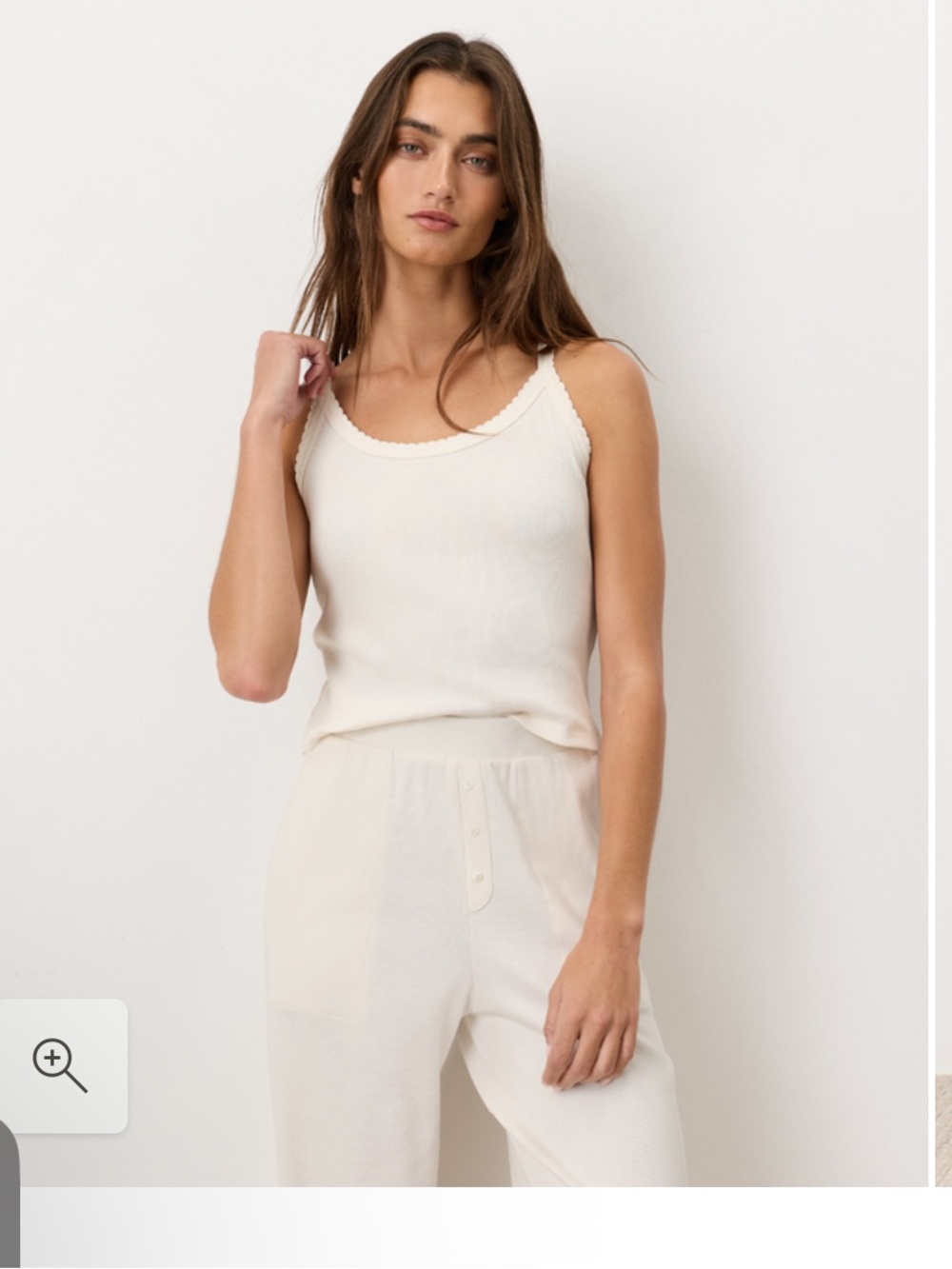 Pact Ribbed Scoop Neck Cami - Cream